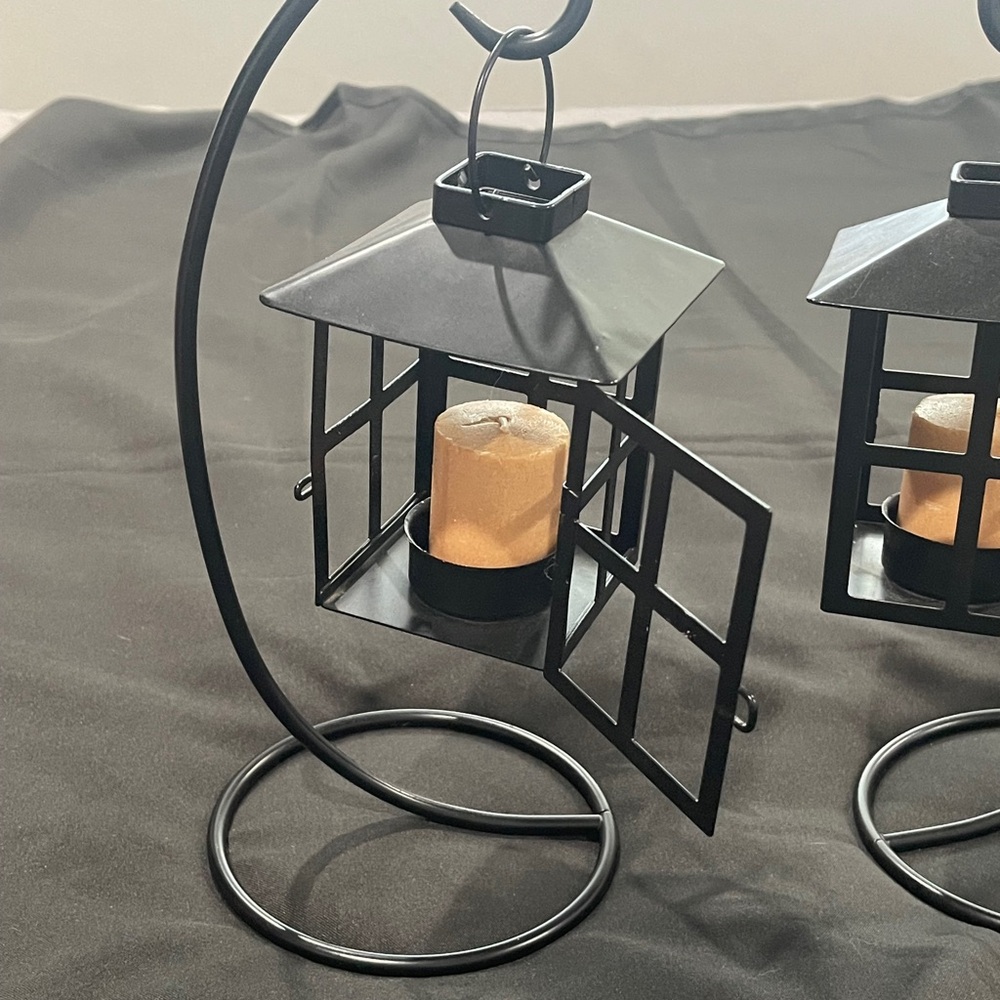 Elegant Black Hanging Lantern Candle Holder